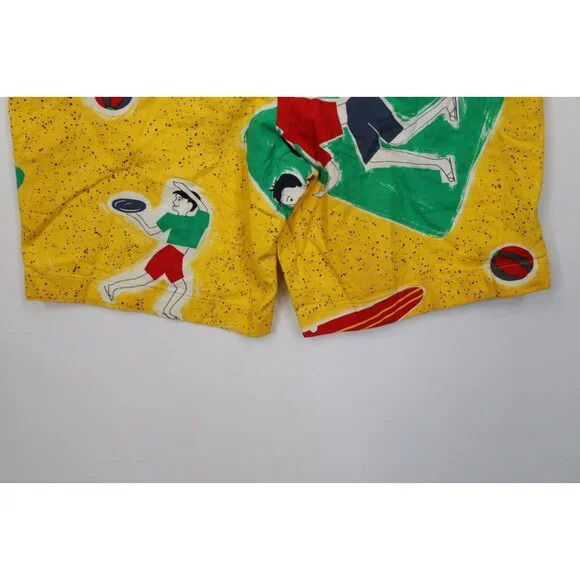 Vtg 70s Streetwear Mens Medium Abstract Beach Surfing Lined Shorts Trunks USA